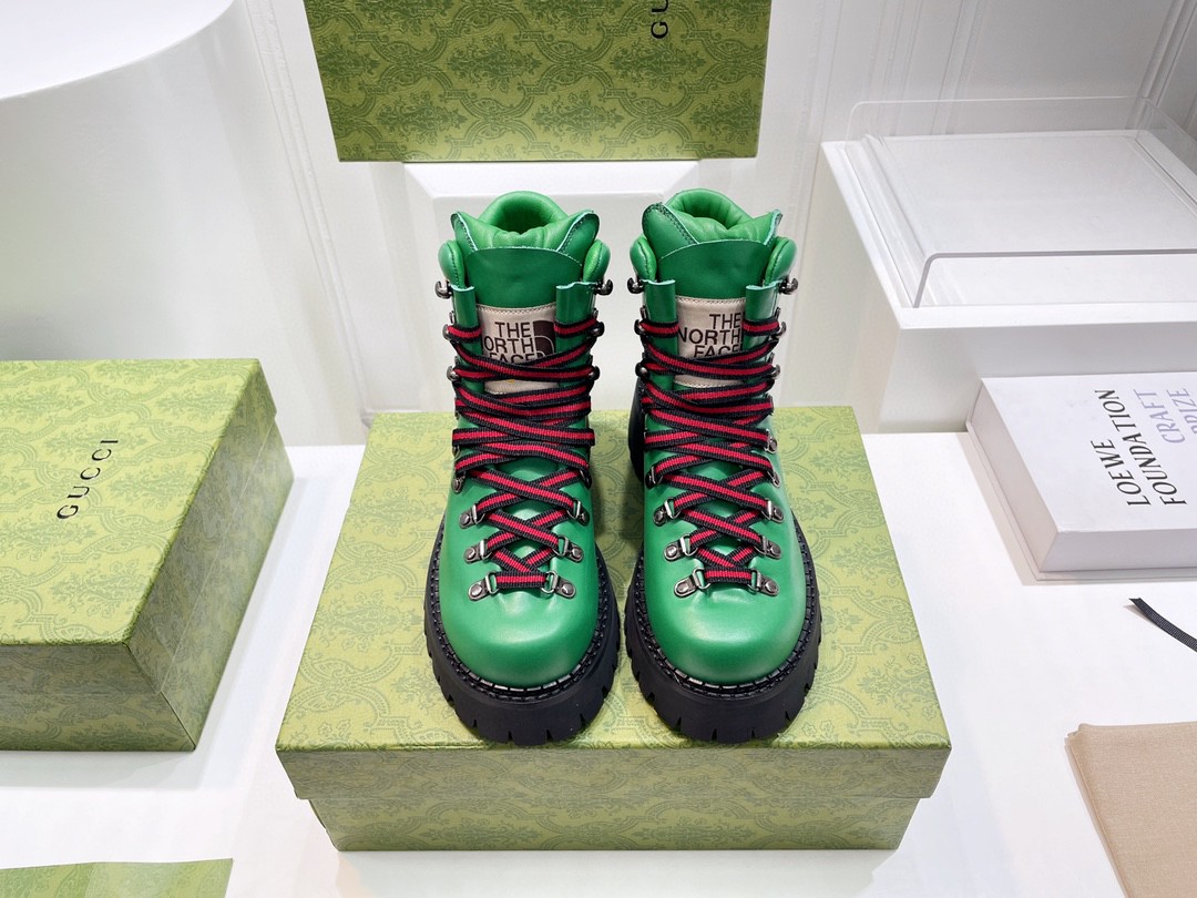 Gucci The North Face x Gucci Boot Green For Women 679913 17U10 3727