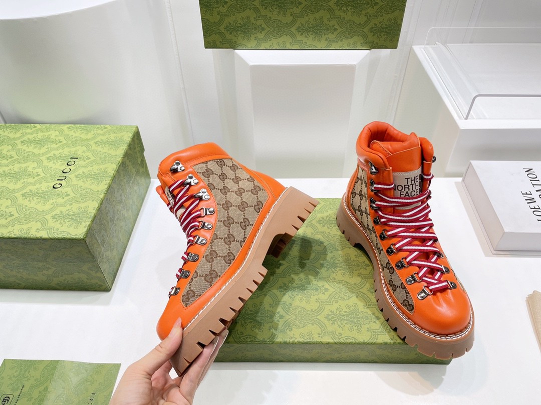 Gucci The North Face x Gucci Boot Orange For Women 679914 18A40 7570