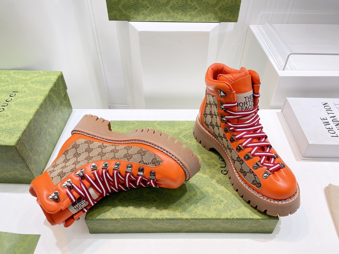 Gucci The North Face x Gucci Boot Orange For Women 679914 18A40 7570