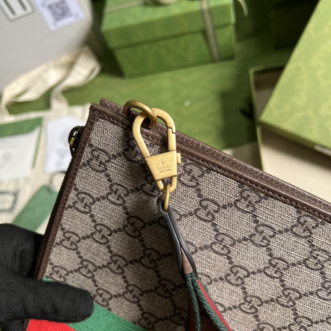 Gucci Tiger Clutch Supreme Canvas Brown For Women 11in/28cm GG