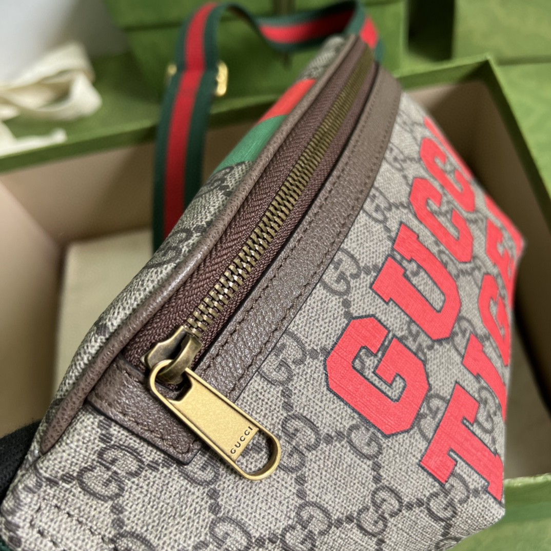 Gucci Tiger GG Belt Bag Beige And Ebony GG Supreme Canvas For Women And Men  6in/16cm 675181 US7DC 9395