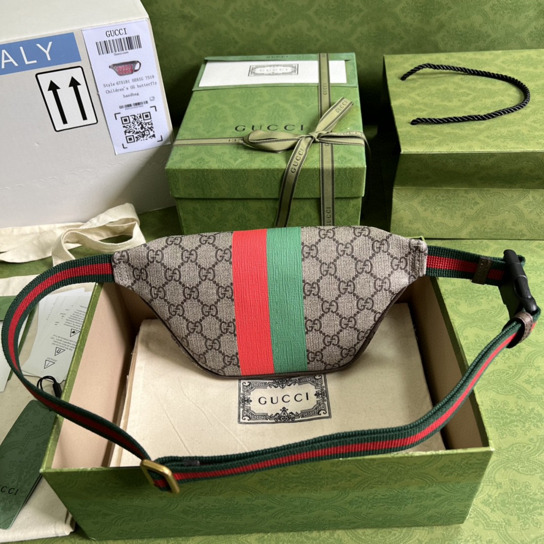 Gucci Tiger GG Belt Bag Beige And Ebony GG Supreme Canvas For Women And Men  6in/16cm 675181 US7DC 9395