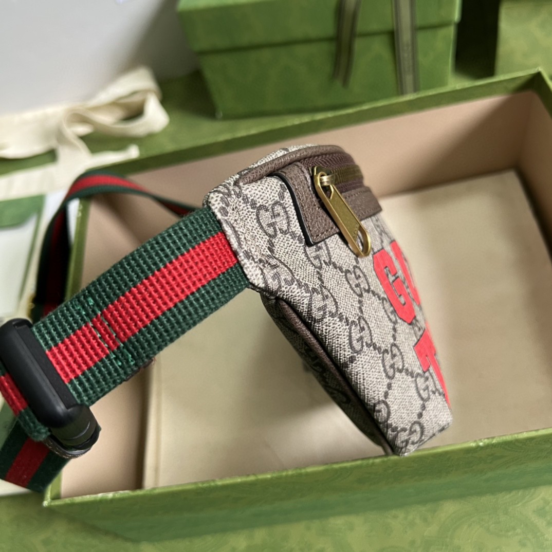 Gucci Tiger GG Belt Bag Beige And Ebony GG Supreme Canvas For Women And Men  6in/16cm 675181 US7DC 9395