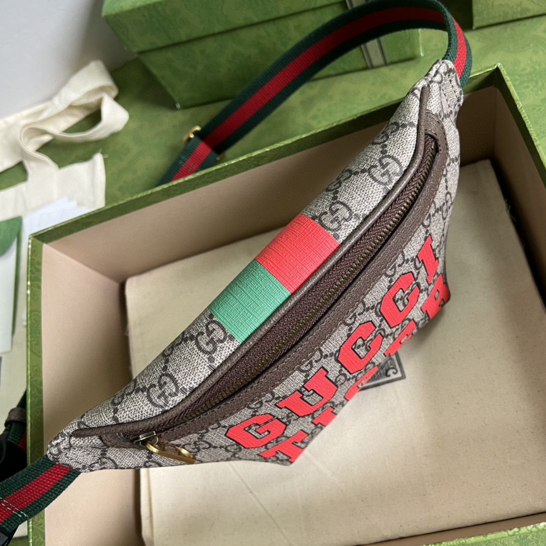Gucci Tiger GG Belt Bag Beige And Ebony GG Supreme Canvas For Women And Men  6in/16cm 675181 US7DC 9395