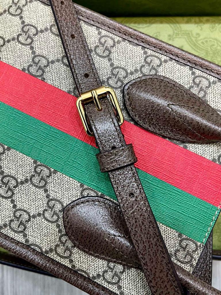 Gucci Tiger GG Mini Tote Bag Beige And Ebony GG Supreme Canvas Brown For Women 7.8in/20cm GG 671623 US7EC 9396
