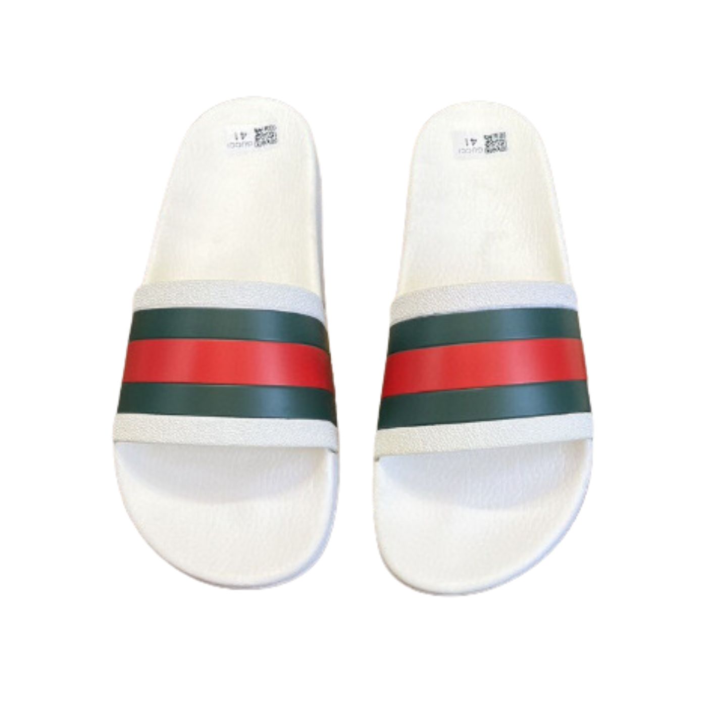 Gucci Web Rubber Slide Sandal White For Men 429469 GIB10 9079