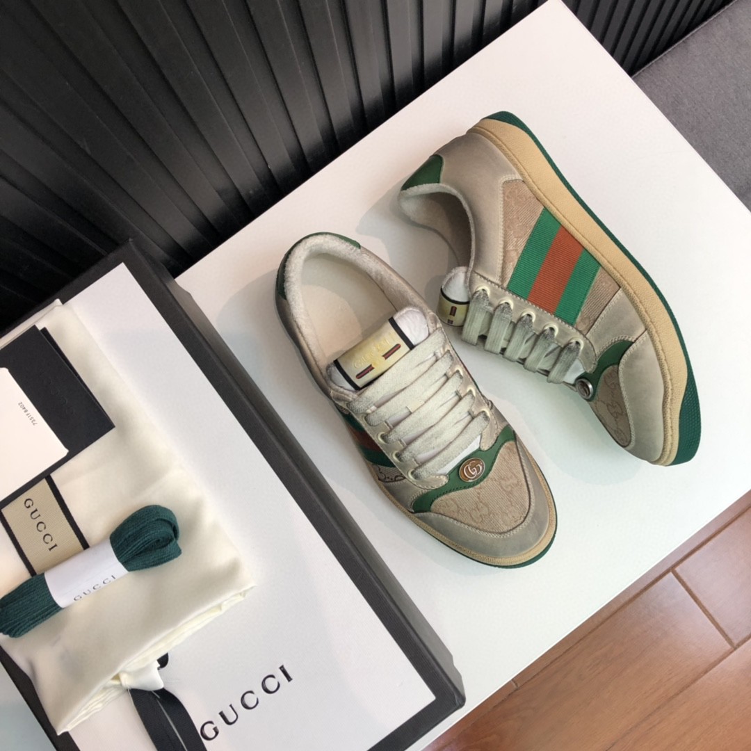 Gucci Women’s  GG Screener Distressed Green Orange For Women 570443 9Y920 9666