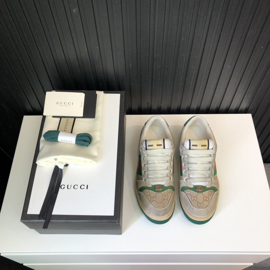 Gucci Women’s  GG Screener Distressed Green Orange For Women 570443 9Y920 9666