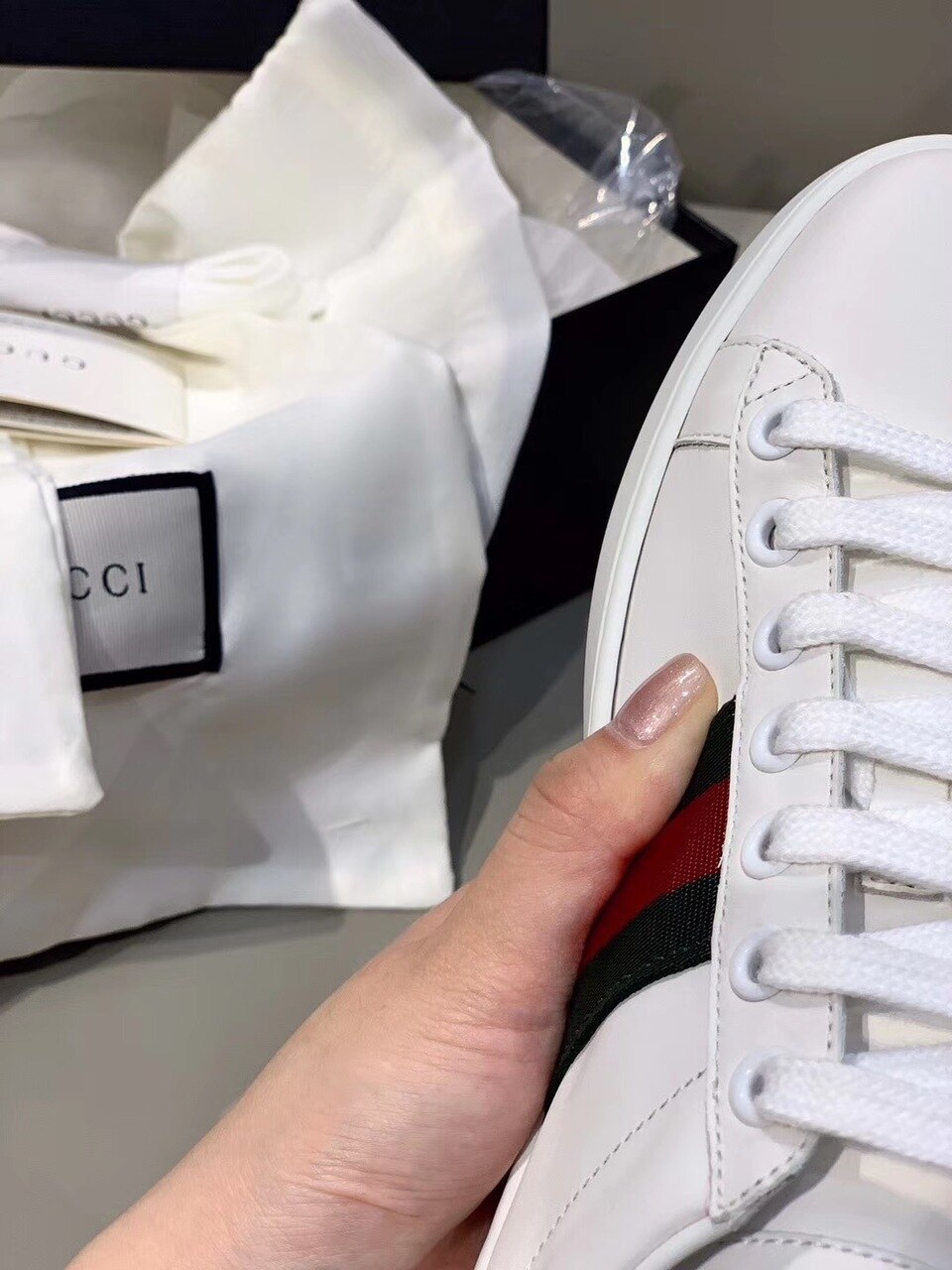 Gucci Women’s Ace Sneaker With Bee White For Women GG 431942 02JP0 9064