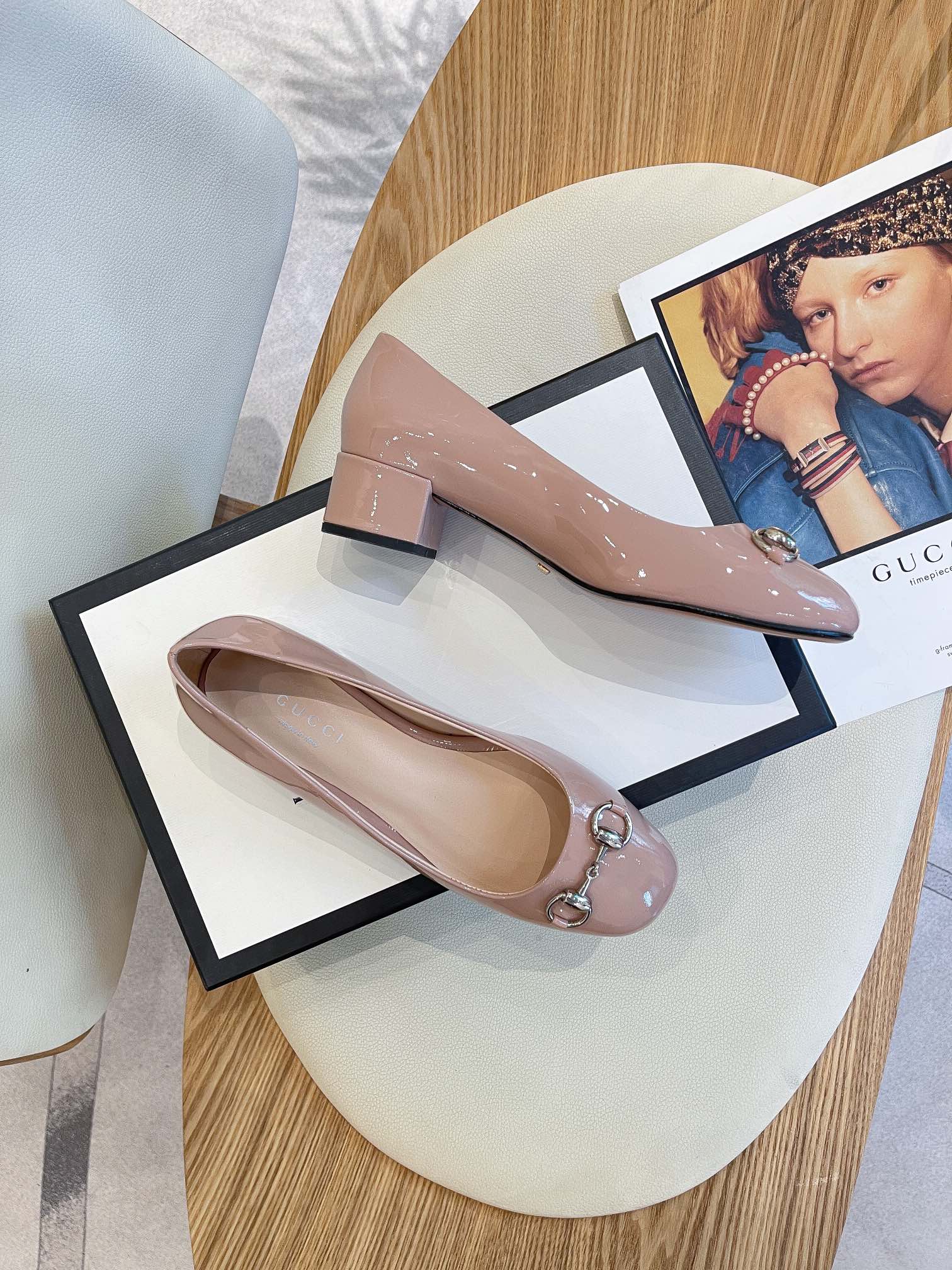 Gucci Women’s Ballet Flat With Horsebit Pink For Women GG