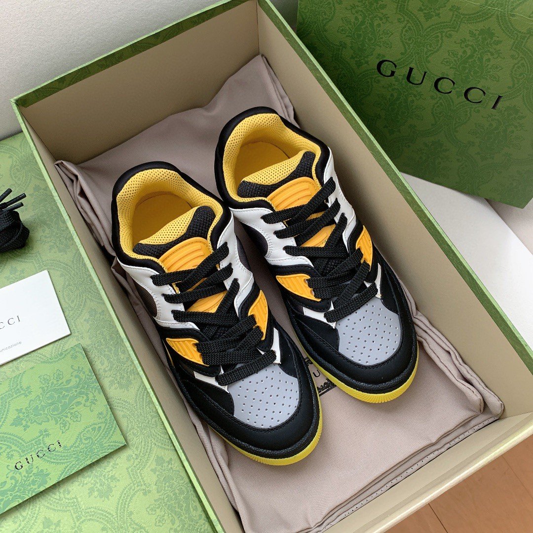 Gucci Women’s Basket Sneaker Black Yellow And White For Women 661308 2SH90 1098