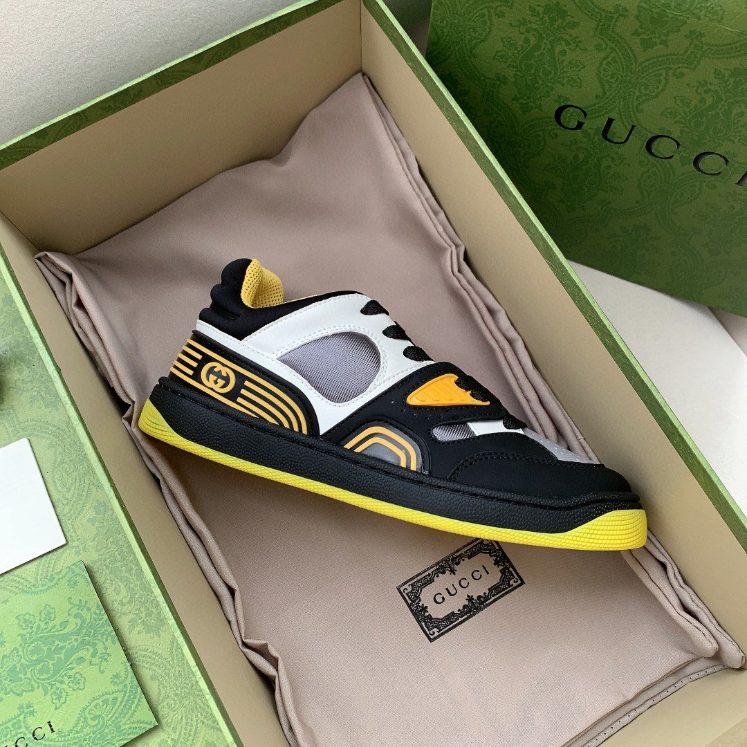 Gucci Women’s Basket Sneaker Black Yellow And White For Women 661308 2SH90 1098