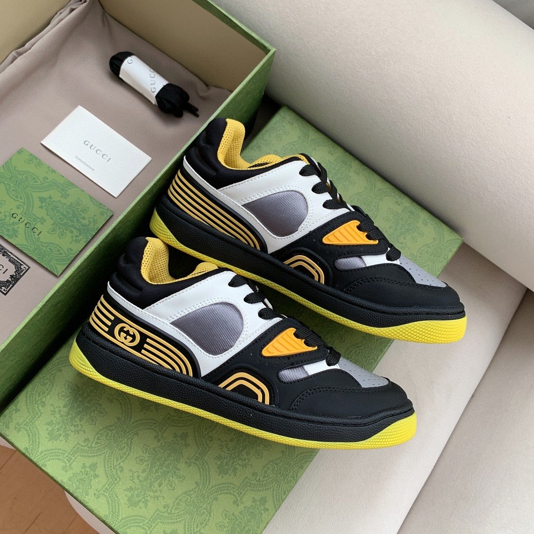 Gucci Women’s Basket Sneaker Black Yellow And White For Women 661308 2SH90 1098