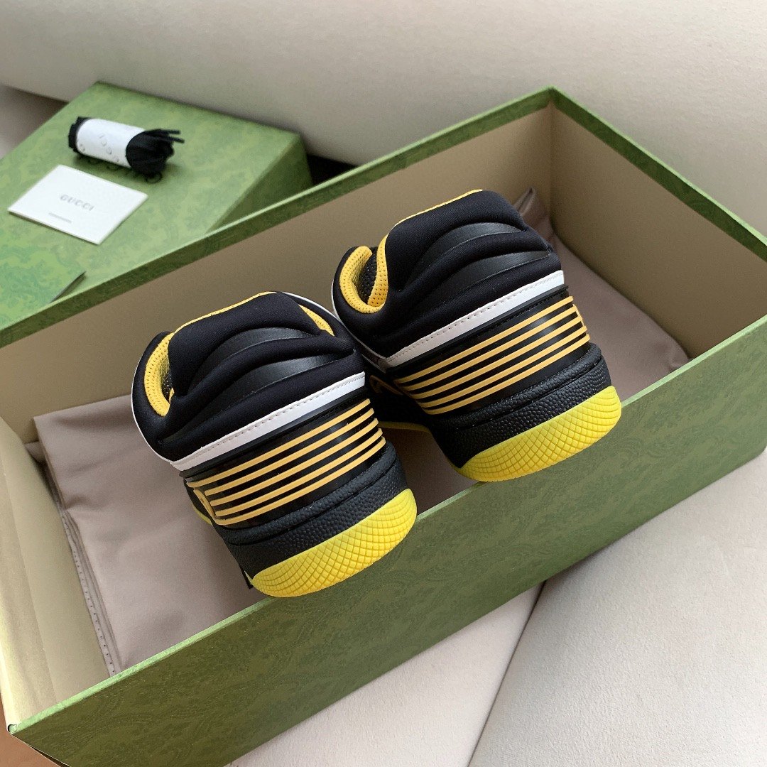 Gucci Women’s Basket Sneaker Black Yellow And White For Women 661308 2SH90 1098