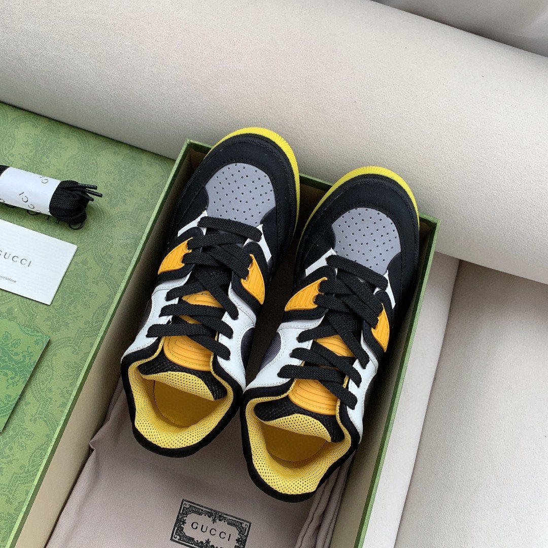 Gucci Women’s Basket Sneaker Black Yellow And White For Women 661308 2SH90 1098