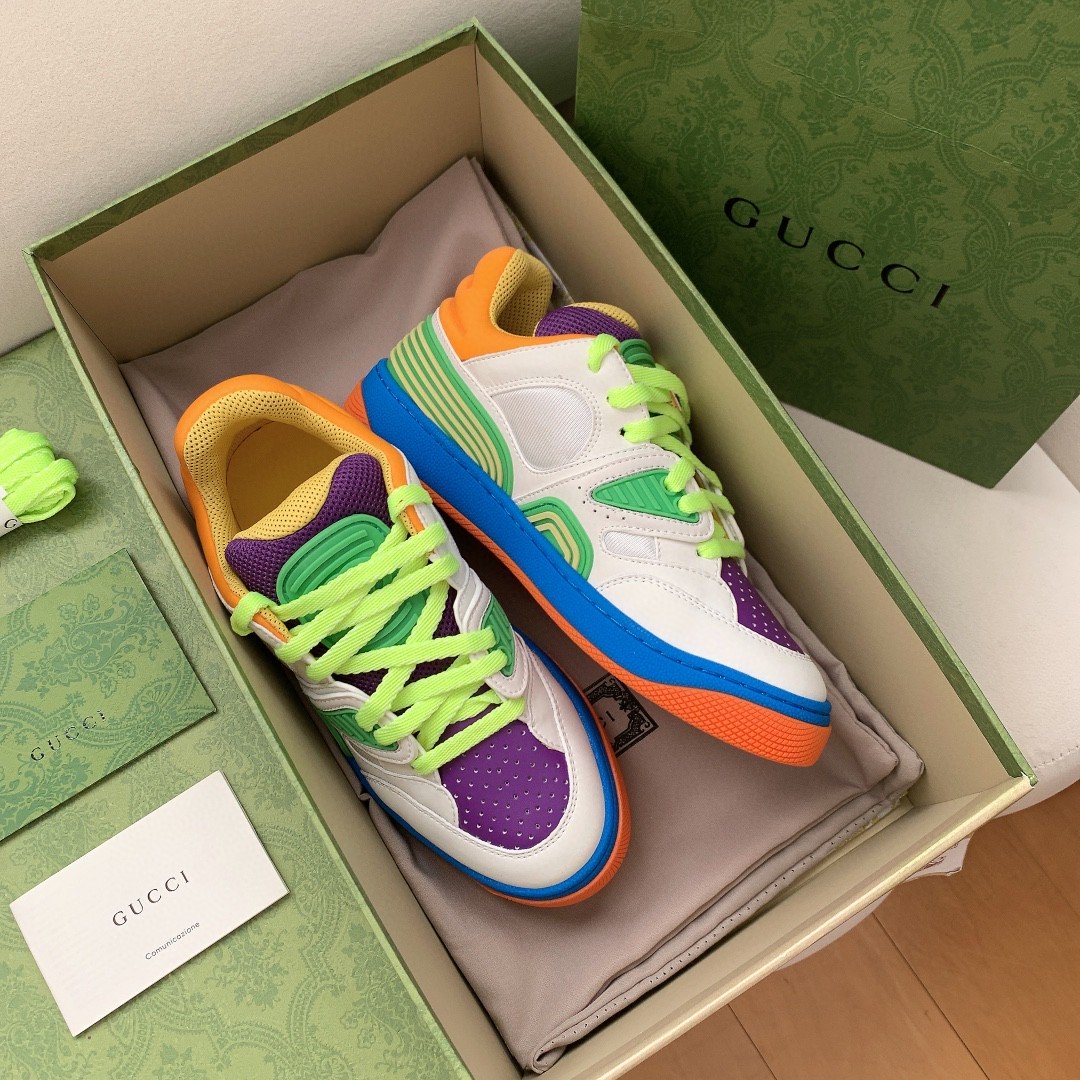 Gucci Women’s Basket Sneaker White Green And Purple For Women 661310 2SH80 9062