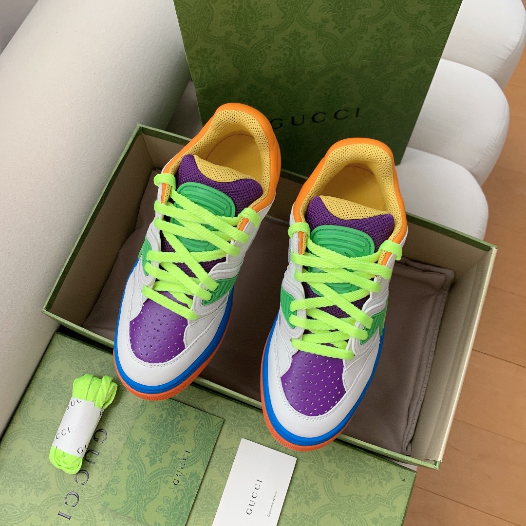 Gucci Women’s Basket Sneaker White Green And Purple For Women 661310 2SH80 9062