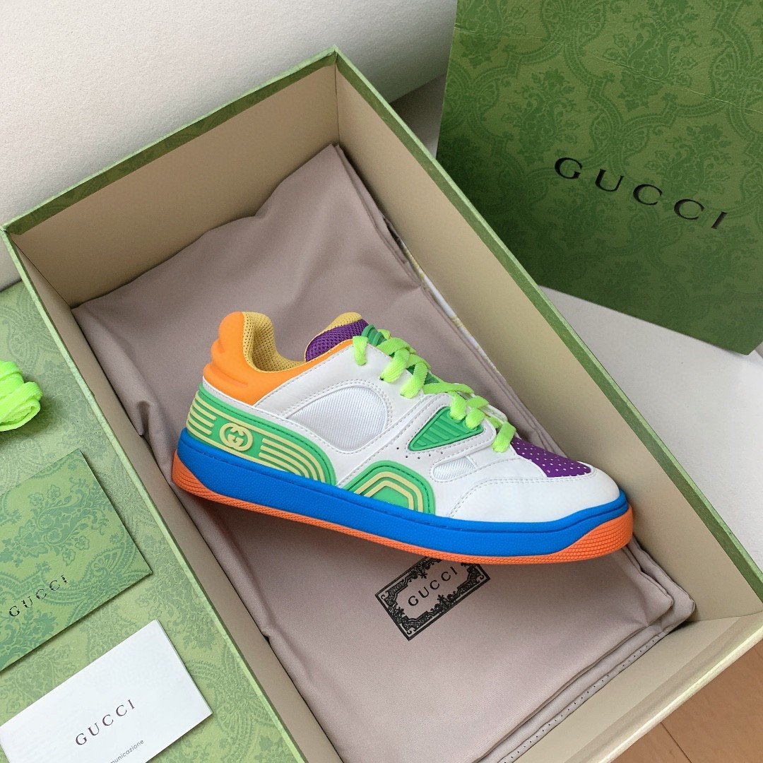 Gucci Women’s Basket Sneaker White Green And Purple For Women 661310 2SH80 9062