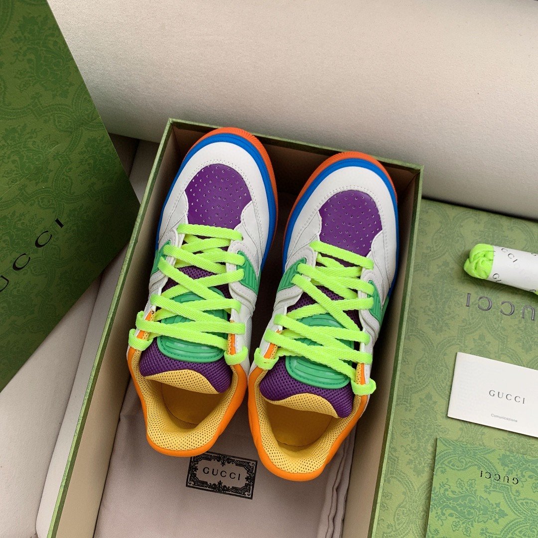 Gucci Women’s Basket Sneaker White Green And Purple For Women 661310 2SH80 9062