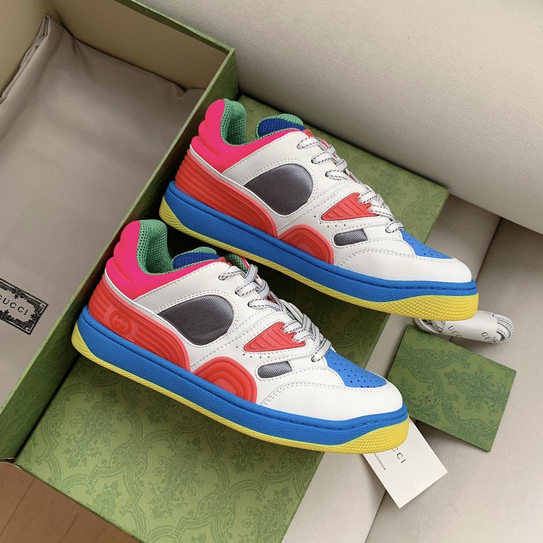 Gucci Women’s Basket Sneaker White Pink And Blue For Women 661311 2SH80 9063