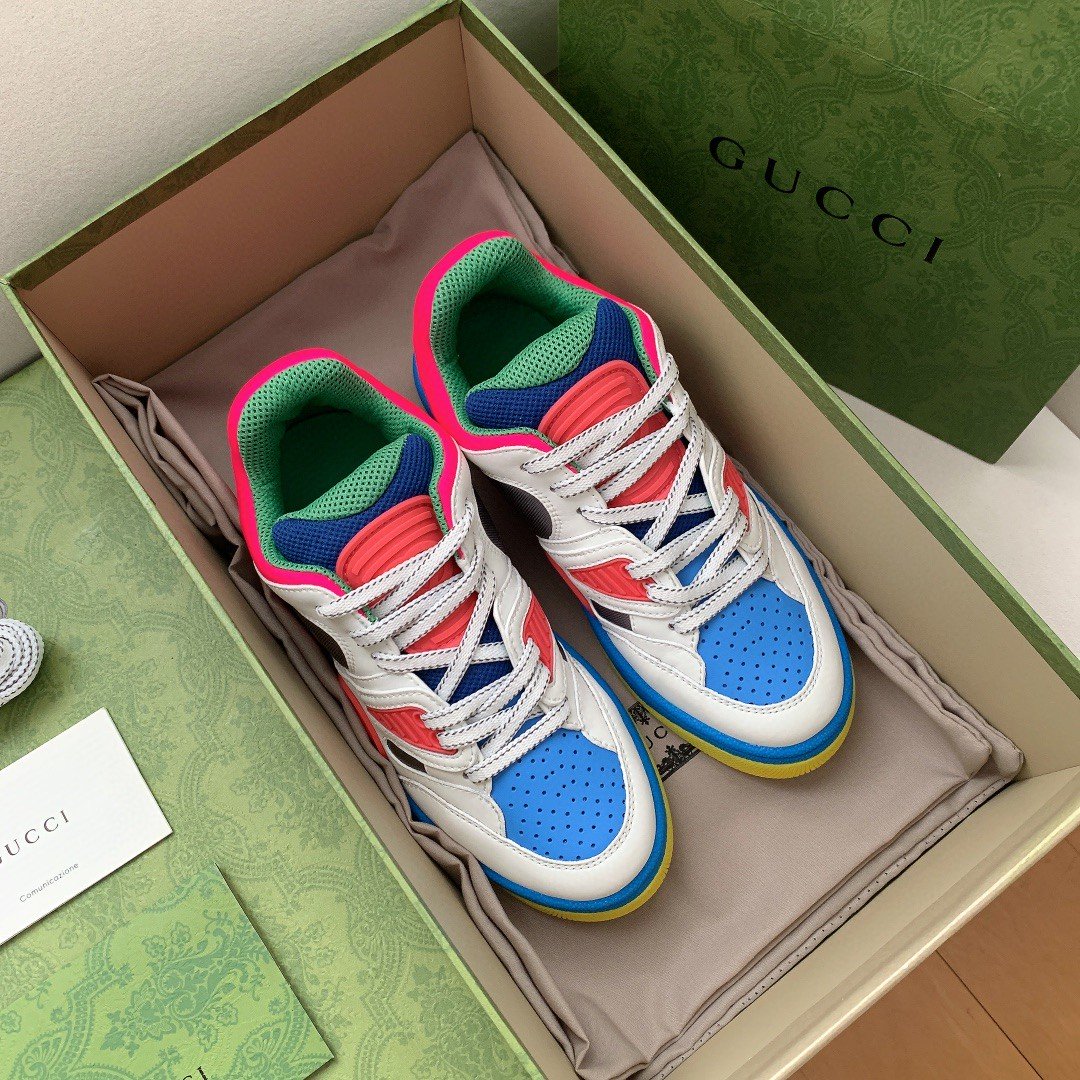 Gucci Women’s Basket Sneaker White Pink And Blue For Women 661311 2SH80 9063
