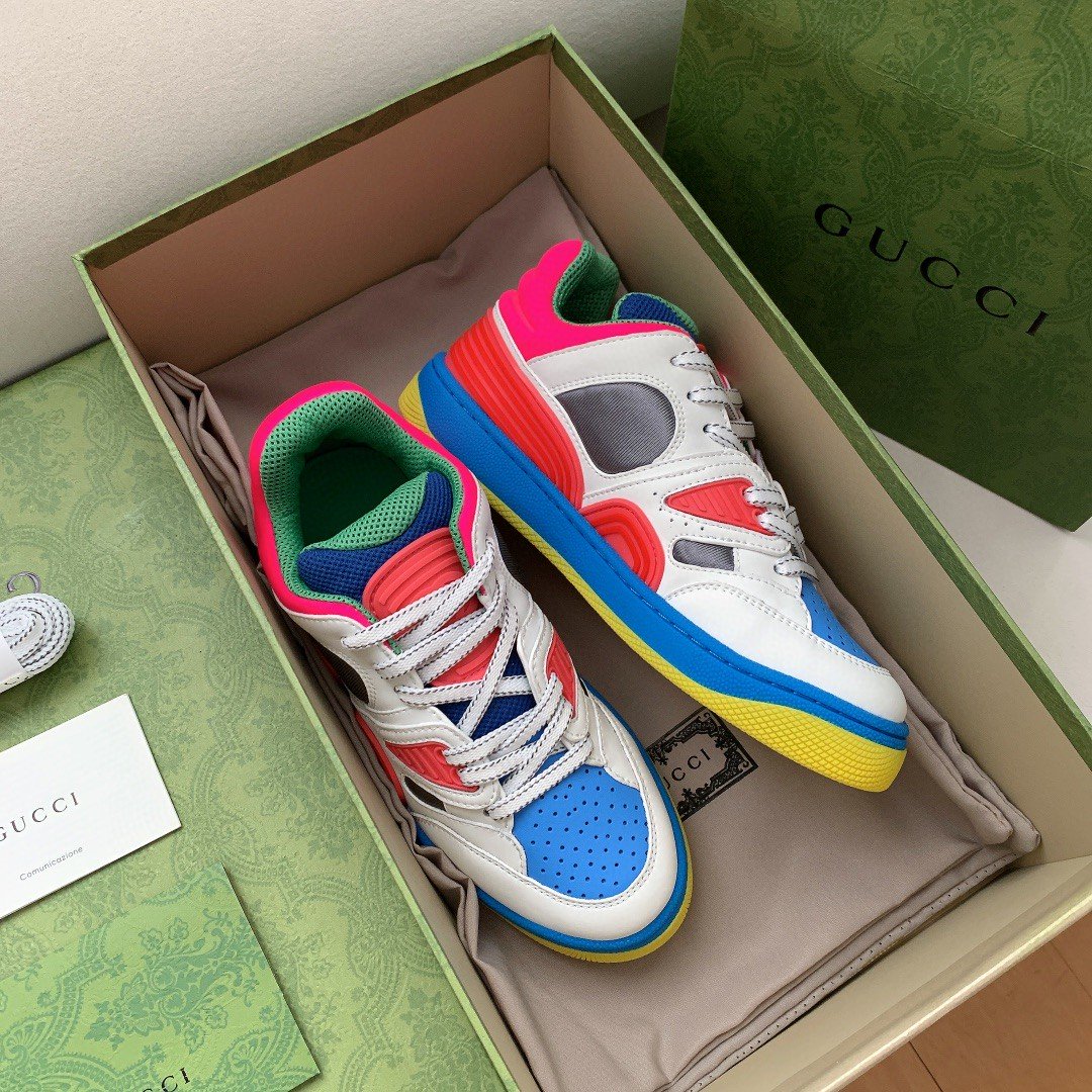 Gucci Women’s Basket Sneaker White Pink And Blue For Women 661311 2SH80 9063