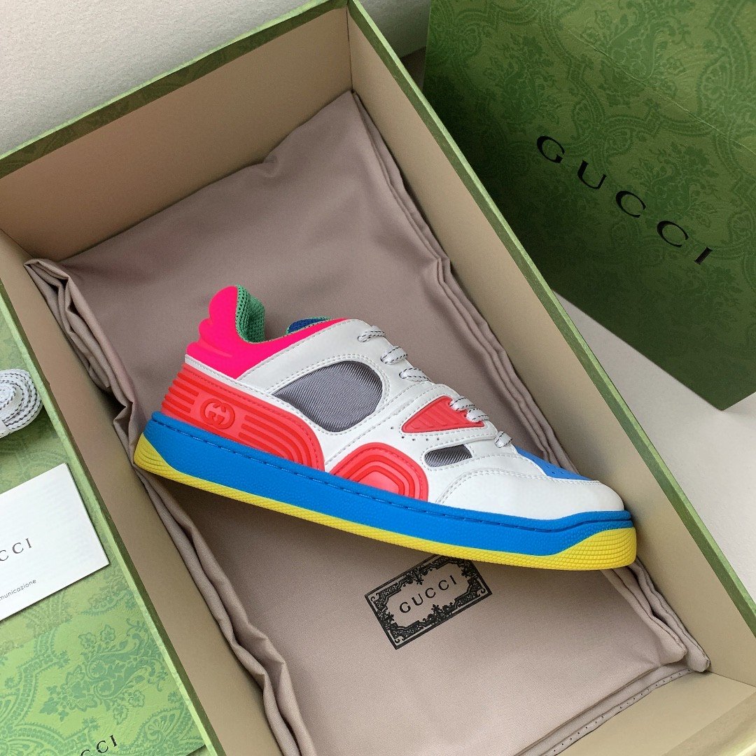 Gucci Women’s Basket Sneaker White Pink And Blue For Women 661311 2SH80 9063