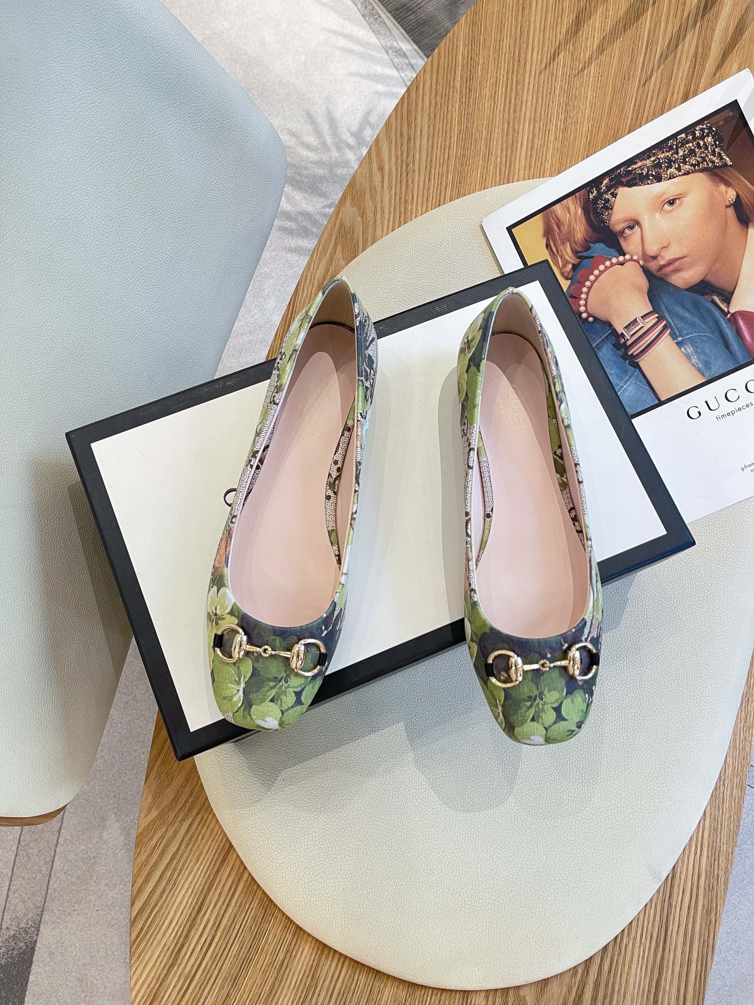Gucci Women’s Flower Ballet Flat With Horsebit Grey For Women GG
