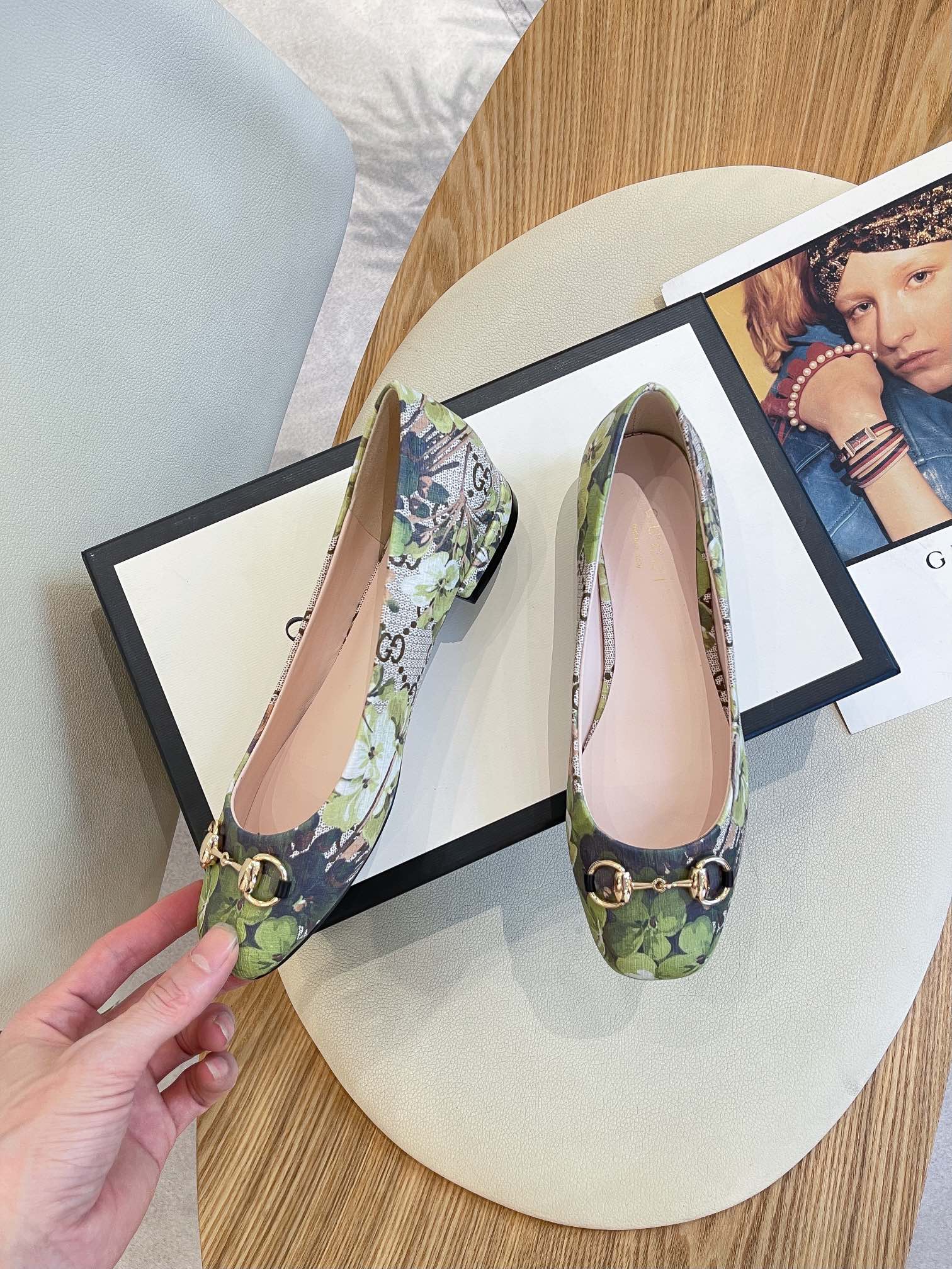 Gucci Women’s Flower Ballet Flat With Horsebit Grey For Women GG
