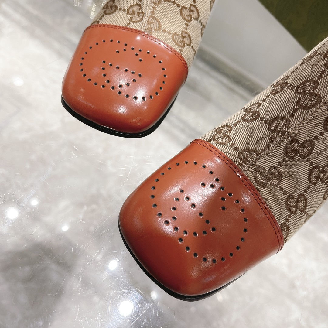 Gucci Women’s GG Knee-High Boot Beige For Women GG 678278 HVKL0 9786