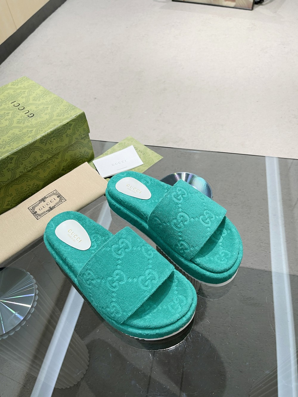Gucci Women’s GG Platform Sandal Turquoise For Women GG