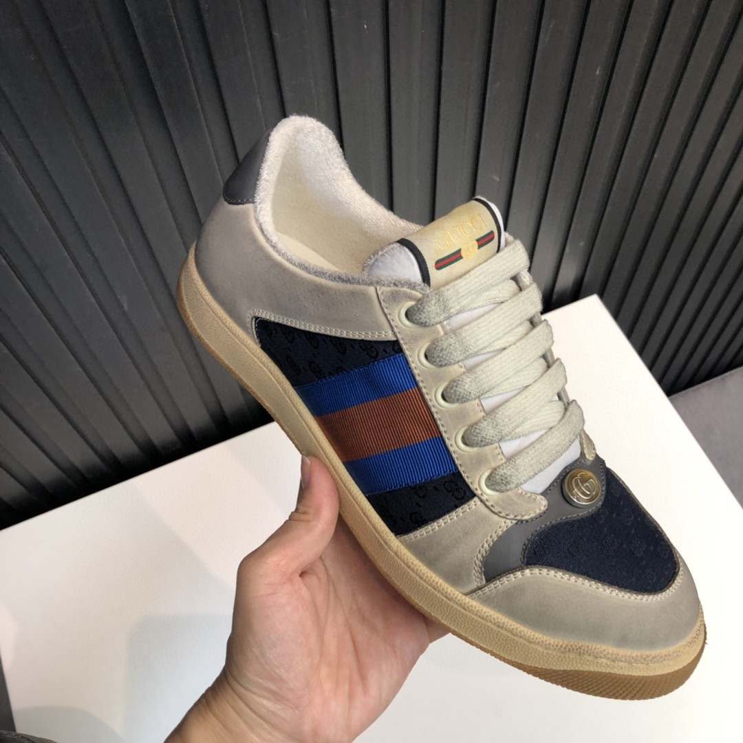 Gucci Women’s GG Screener Distressed White Blue For Women 546551 99W20 4368