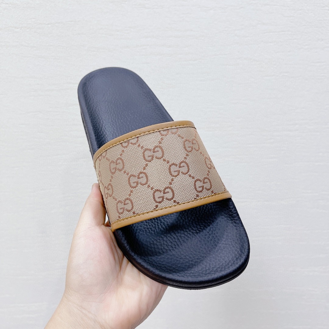 Gucci Women’s GG Slide Sandal Black And Brown For Women 407345