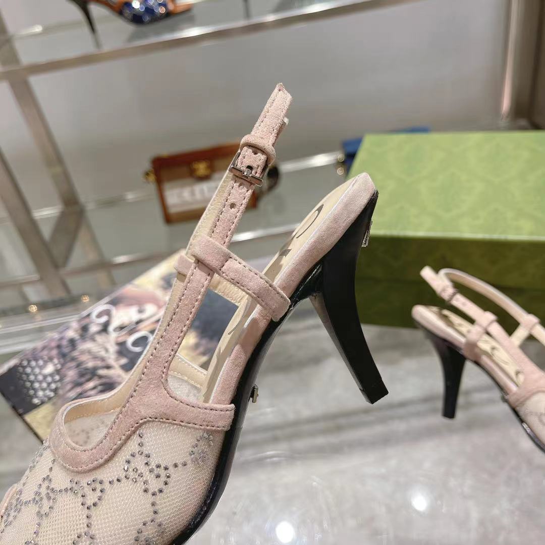 Gucci Women’s GG Slingback Mid-Heel Pump Beige For Women GG