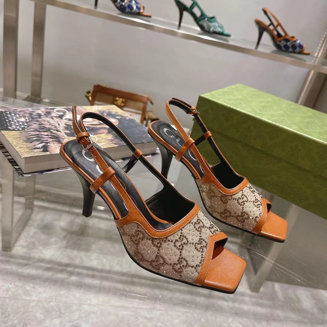 Gucci Women’s GG Slingback Mid-Heel Pump Orange For Women GG