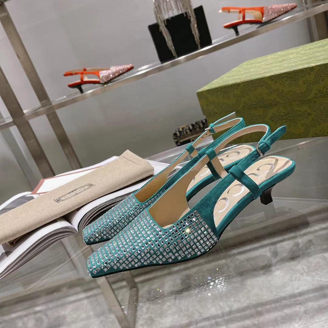 Gucci Women’s GG Slingback Pump Jade Green For Women GG