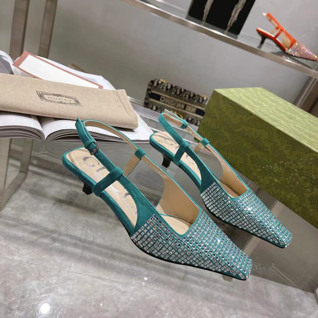 Gucci Women’s GG Slingback Pump Jade Green For Women GG