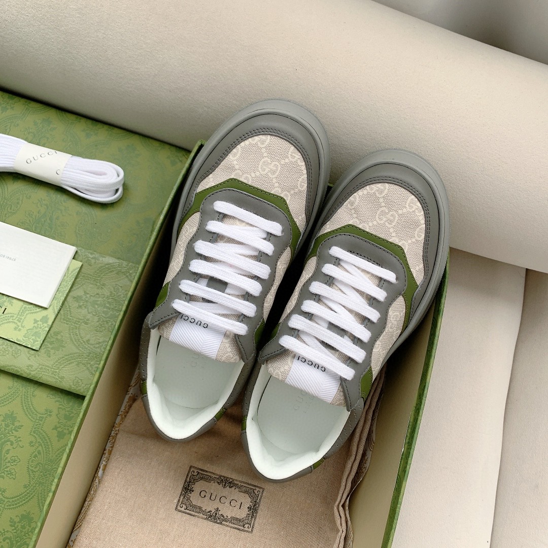 Gucci Women’s GG Sneaker Green And Gray Supreme For Women 700641 UPG90 1282