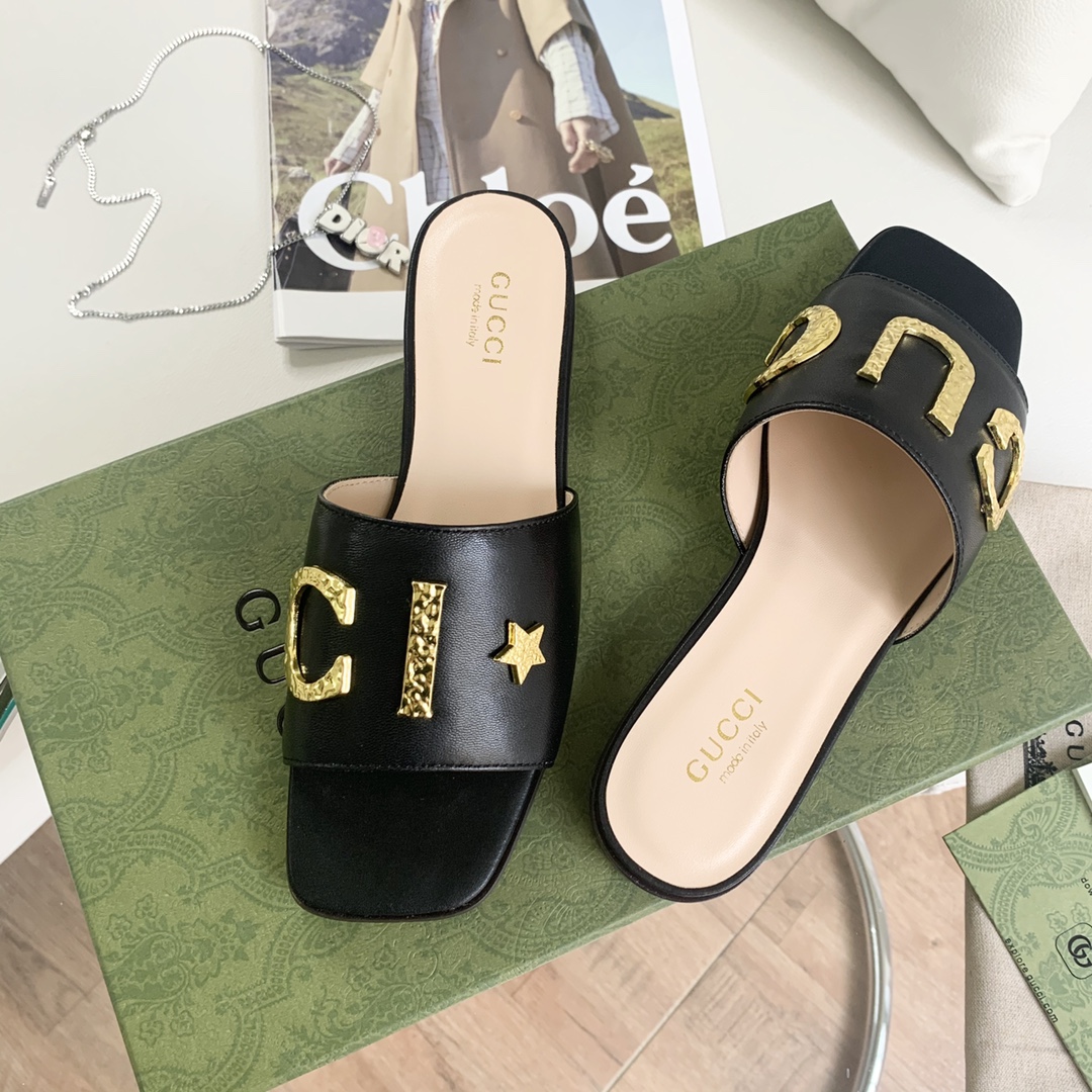 Gucci Women’s ‘Gucci’ Slide Black For Women GG