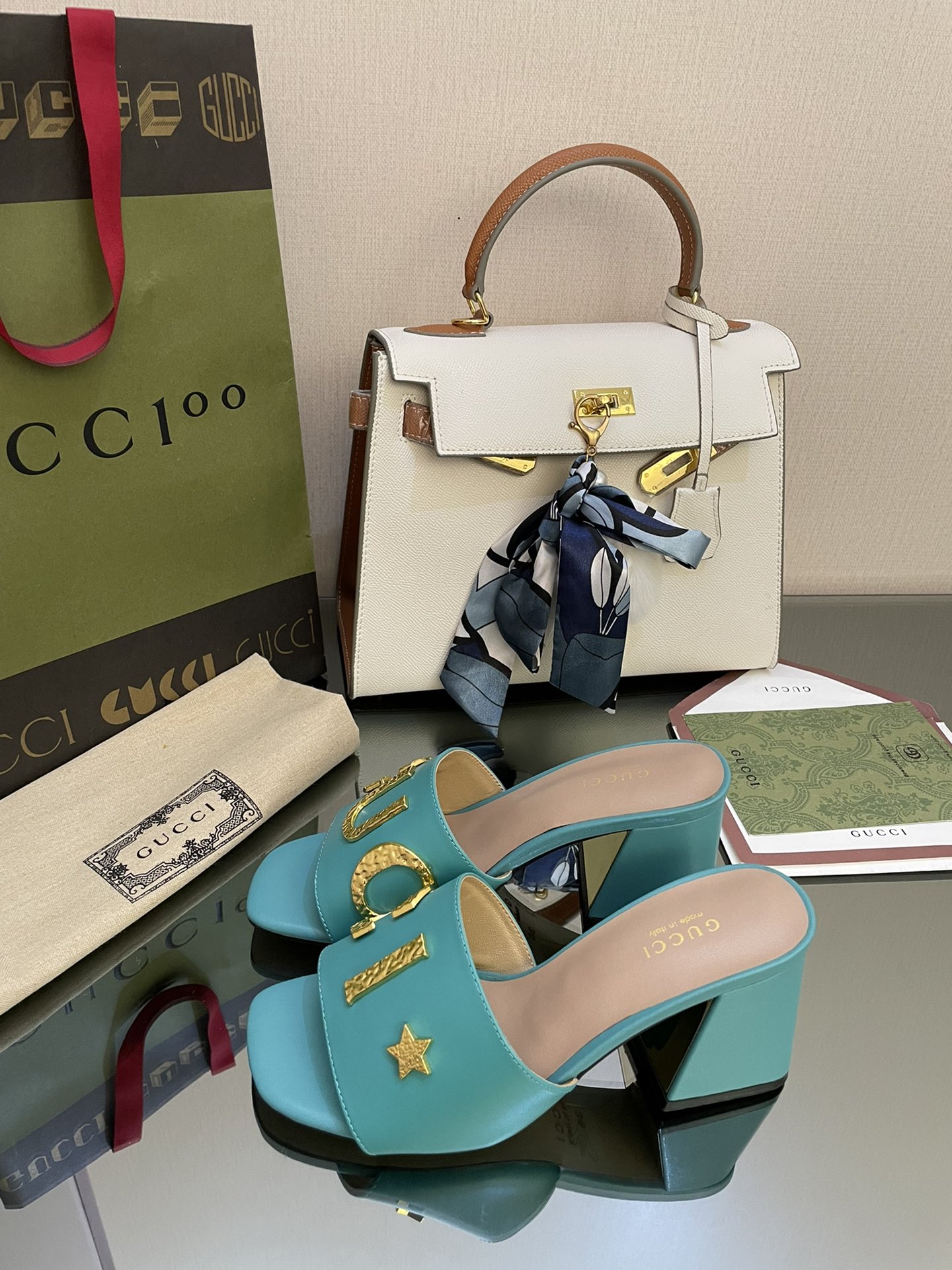 Gucci Women’s ‘Gucci’ Slide Sandal Jade Green For Women GG