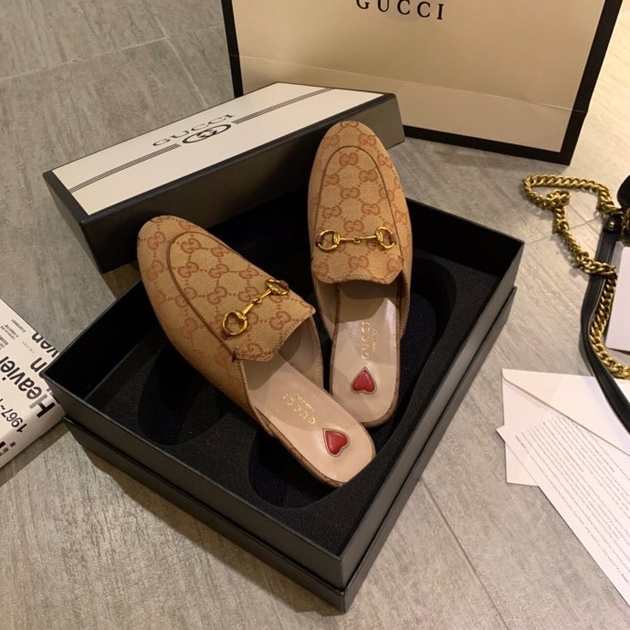 Gucci Women’s Jumbo GG Princetown Slipper By Canavas Brown For Women GG 475094 UKO60 2588