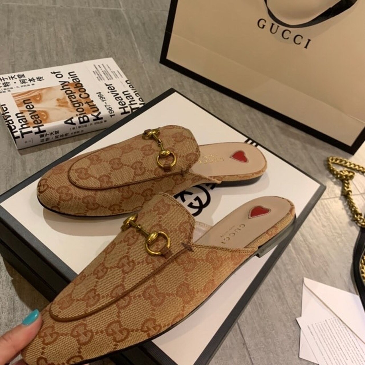 Gucci Women’s Jumbo GG Princetown Slipper By Canavas Brown For Women GG 475094 UKO60 2588