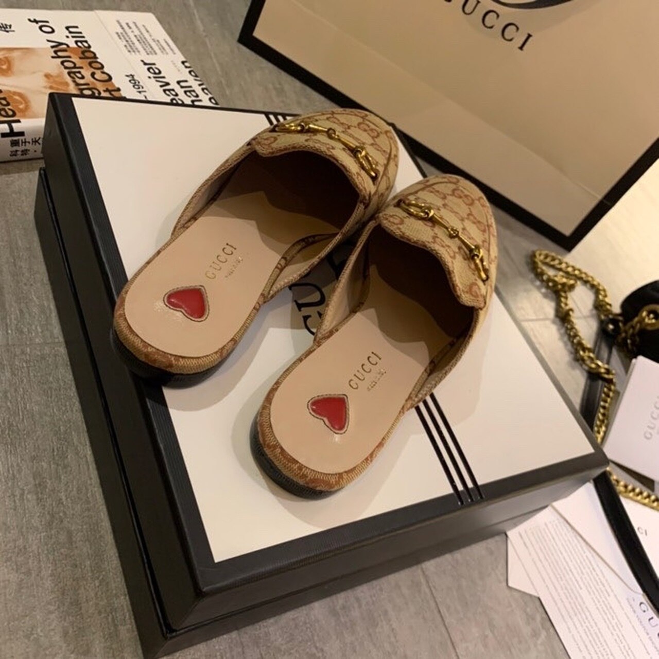 Gucci Women’s Jumbo GG Princetown Slipper By Canavas Brown For Women GG 475094 UKO60 2588