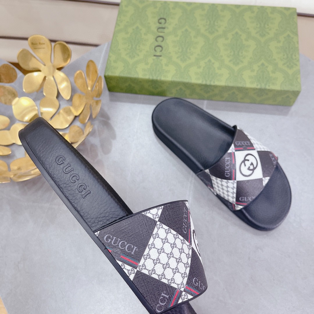 Gucci Women’s Logo GG Supreme Slides With Web Black For Women 408508