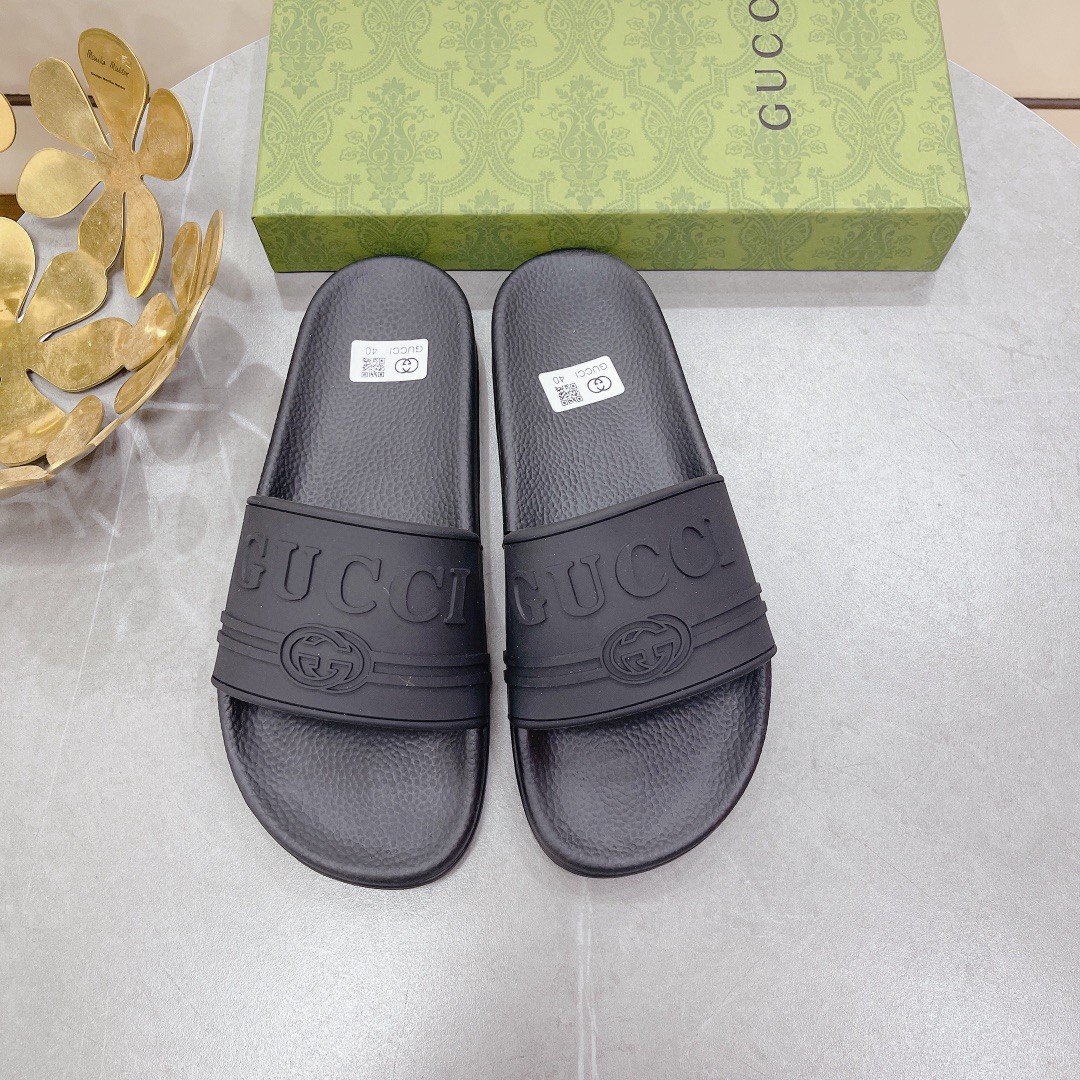 Gucci Women’s Logo Rubber Slide Black For Women 522887 JCZ00 1031