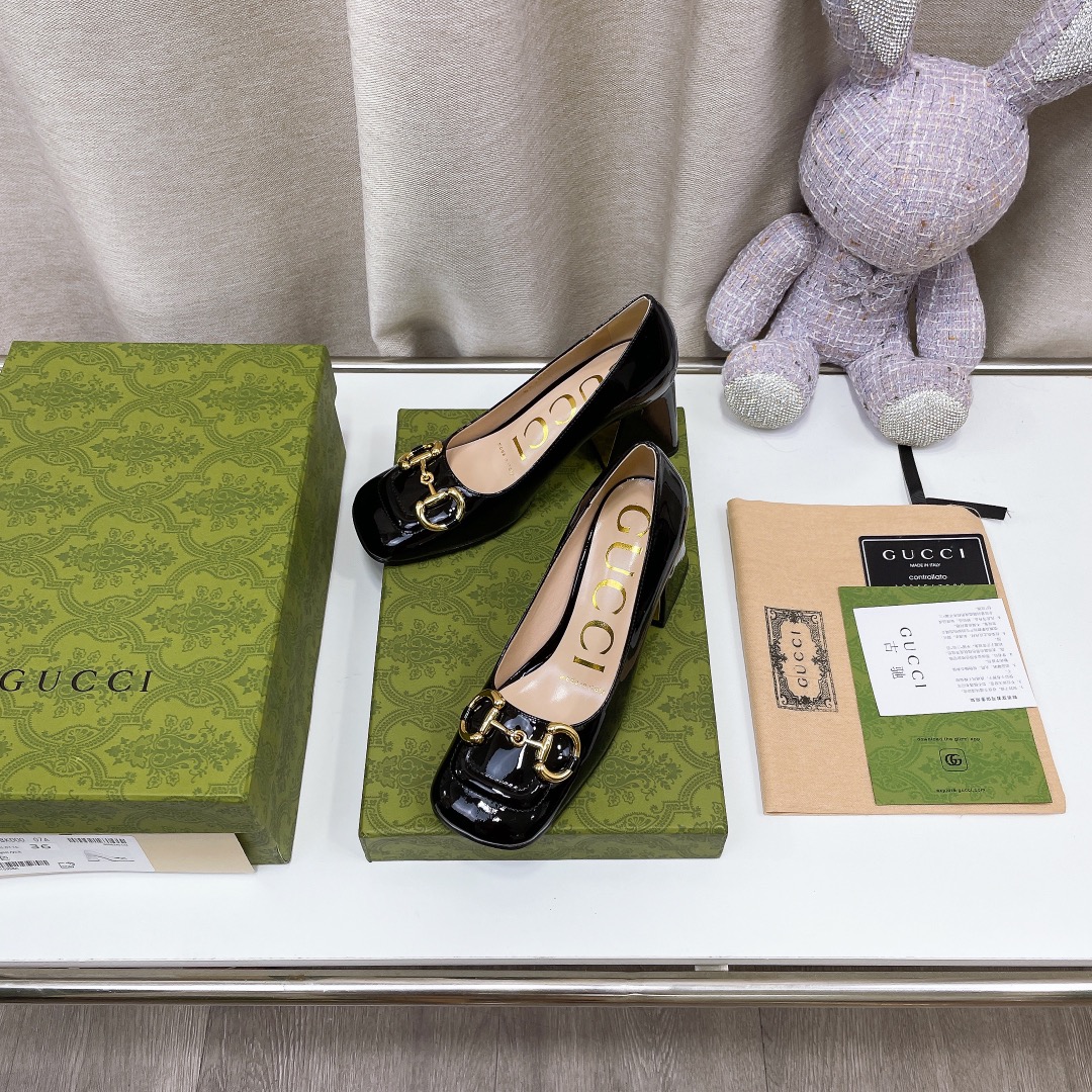 Gucci Women’s Mid-Heel Ballet Flat With Horsebit Black For Women GG