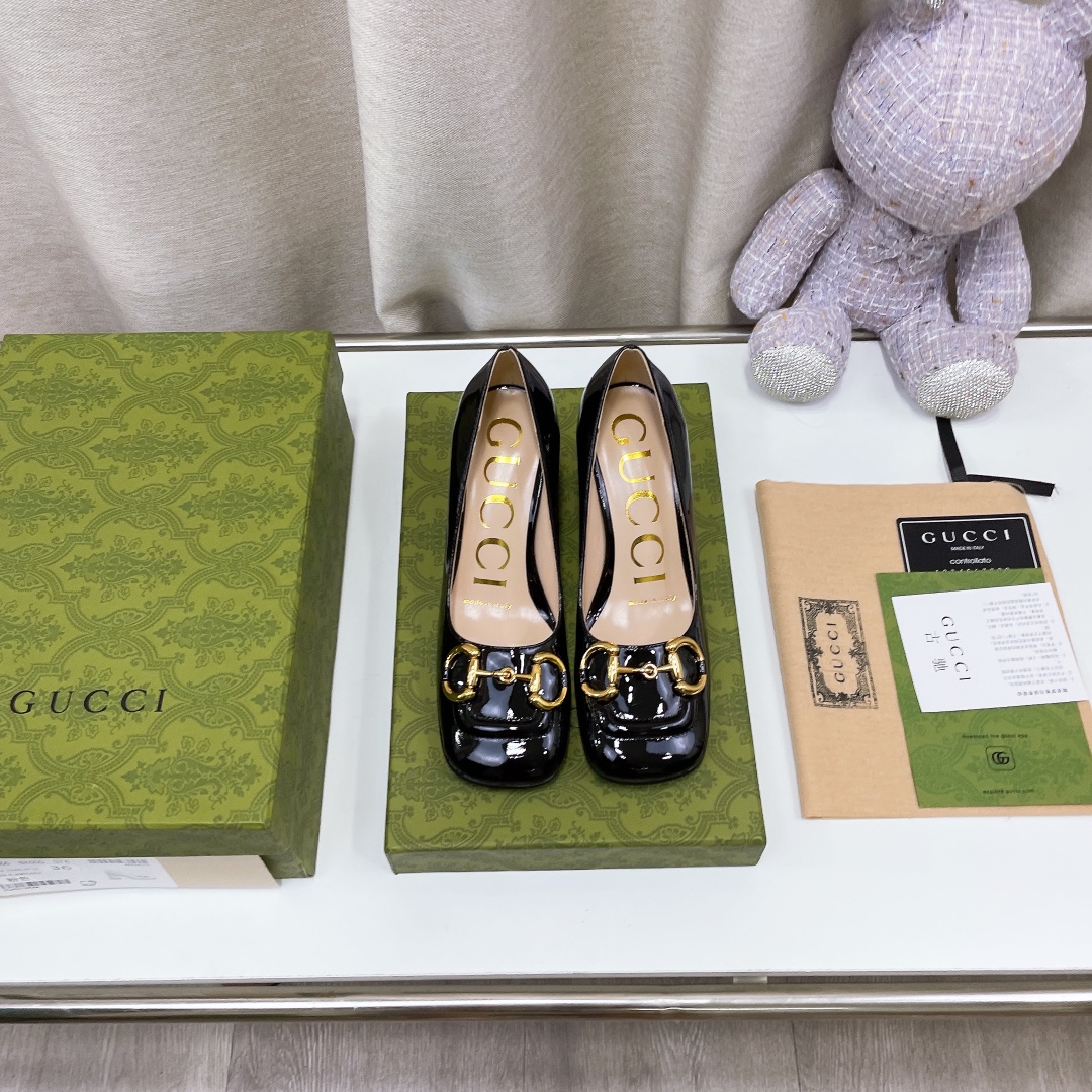 Gucci Women’s Mid-Heel Ballet Flat With Horsebit Black For Women GG