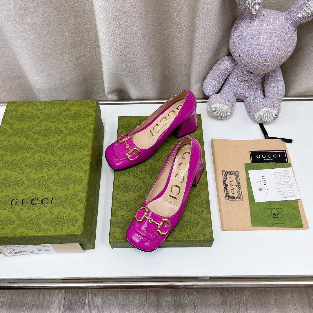 Gucci Women’s Mid-Heel Ballet Flat With Horsebit Dark Pink For Women GG
