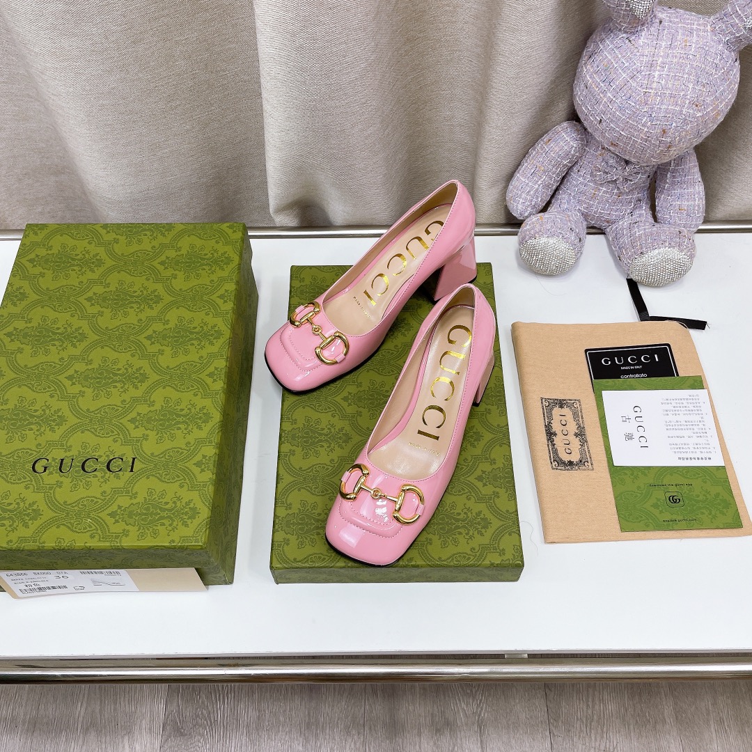 Gucci Women’s Mid-Heel Ballet Flat With Horsebit Light Pink For Women GG