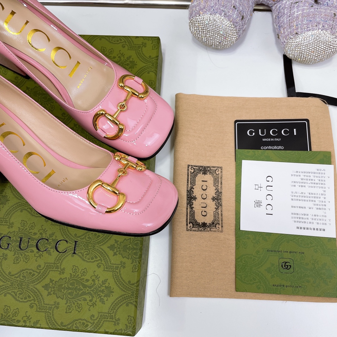 Gucci Women’s Mid-Heel Ballet Flat With Horsebit Light Pink For Women GG